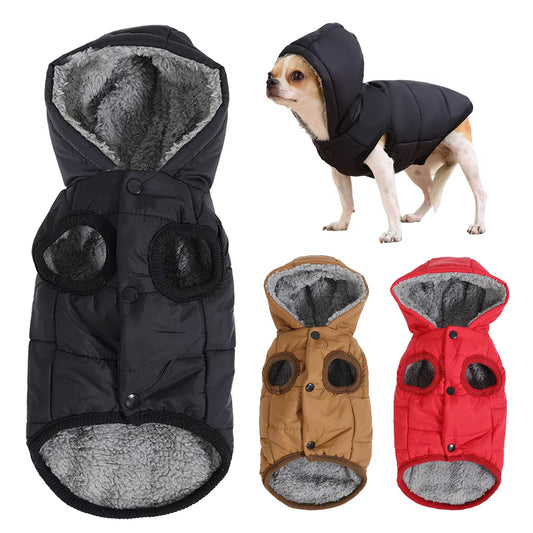 Warm Fleece Dog Hoodie – Waterproof Winter Vest for Small Pets,