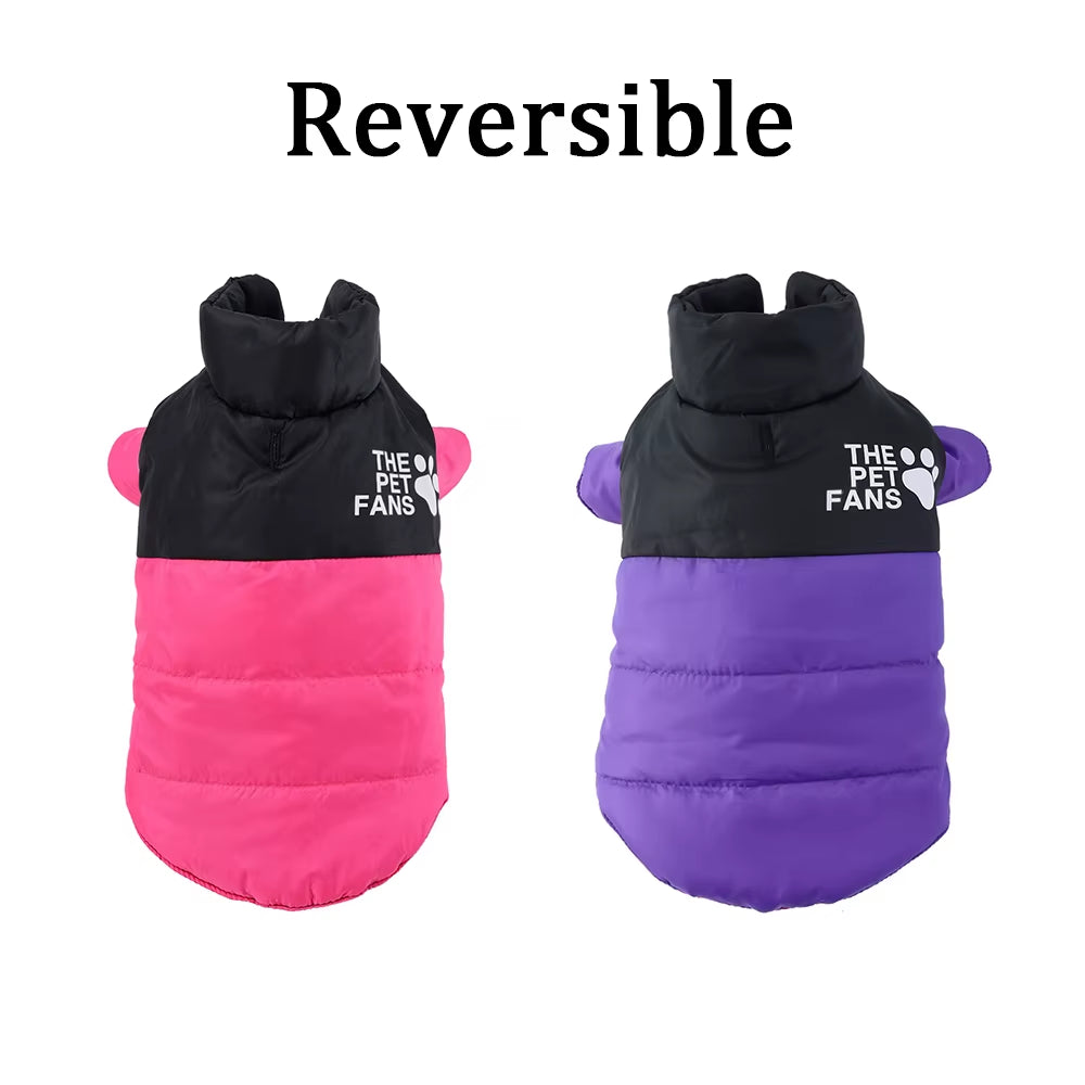 Reversible Winter Dog Jacket – Warm Windproof Coat for Small & Medium Dogs