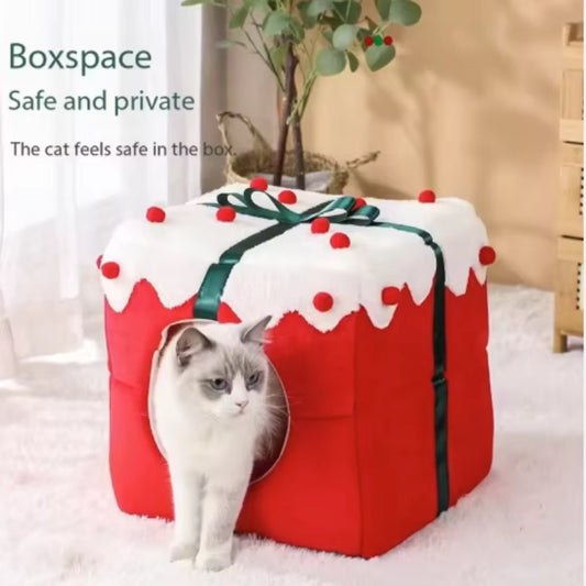Warm Christmas Puppy/Cat House ,Holiday Gift Pet Sleeping Nest.