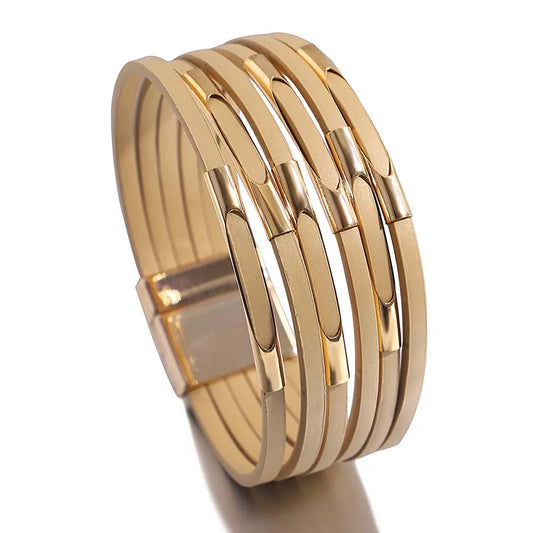 ALLYES New Trendy Hollow Metal Tube Wrap Bracelet