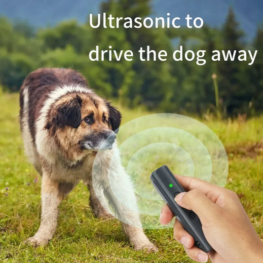 Ultrasonic Dog Repeller Anti Barking Device USB Rechargeable & Portable Dog Trainer with LED Light and Lanyard