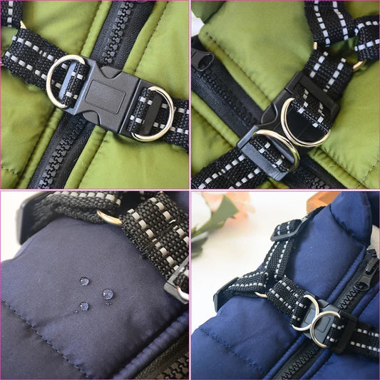 Waterproof Winter Dog Jacket with Built-In Harness Warm Coat for Dogs & Labradors