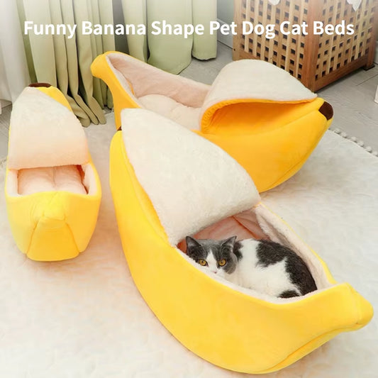 Warm Winter Banana Pet Kennel,Pet HouseCozy Banana Cat Bed House.
