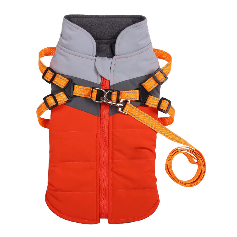 Warm Waterproof Dog Coat – Winter Jacket with Harness for All Sizes.