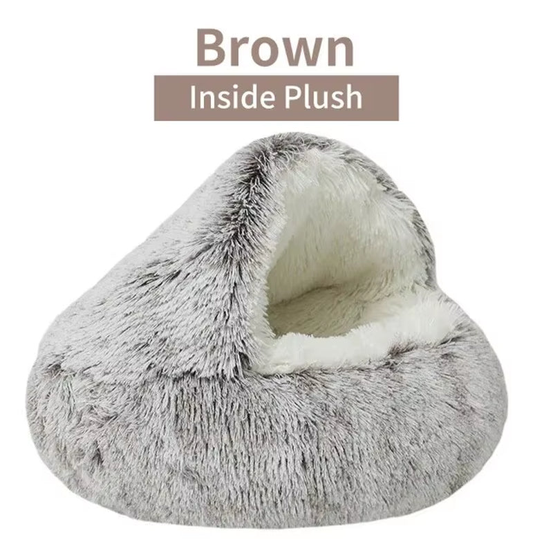 Pet Bed round Fluffy Soft Cat Bed , Warm Cat  Sleeping Cave.