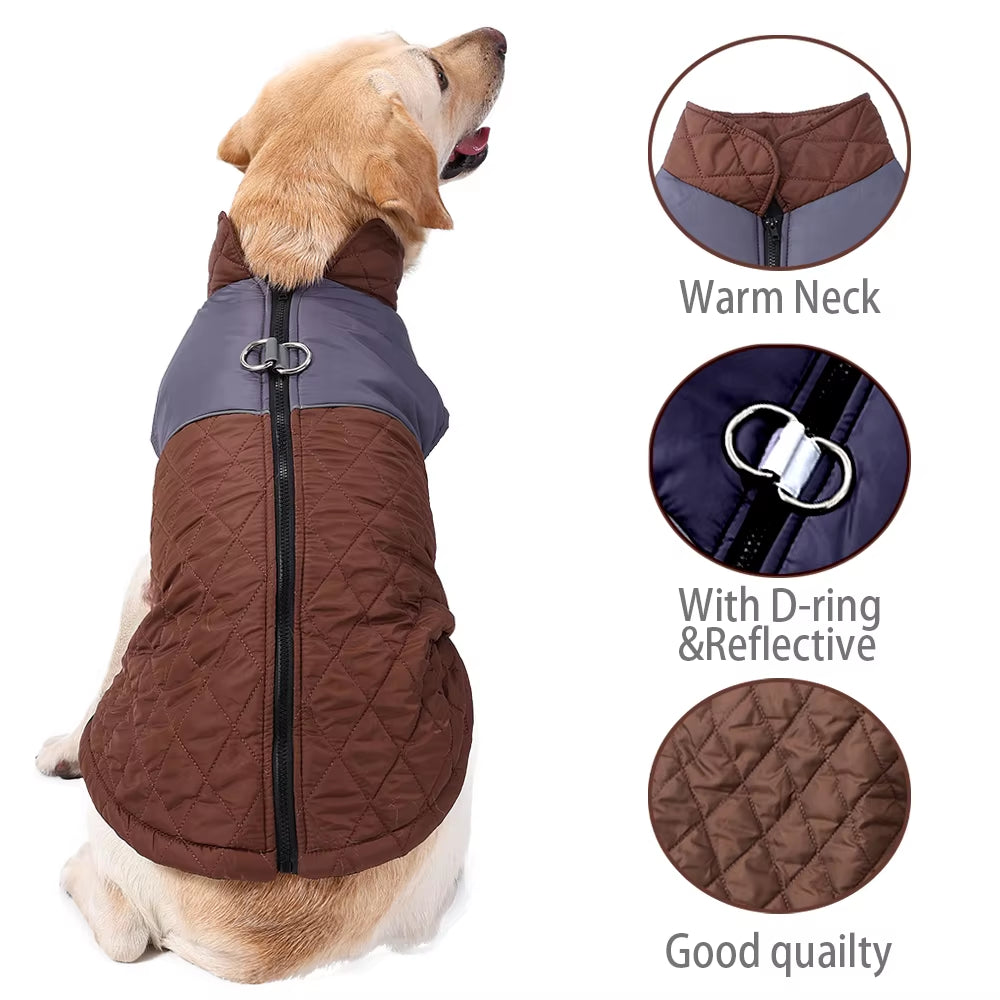 Winter Waterproof Dog Coat – Reflective Jacket for Large Dogs.