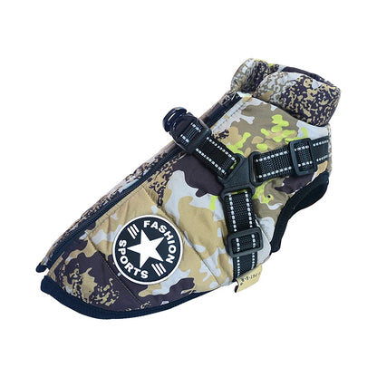 Winter Dog Jacket with Harness – Waterproof Coat for Large Pets