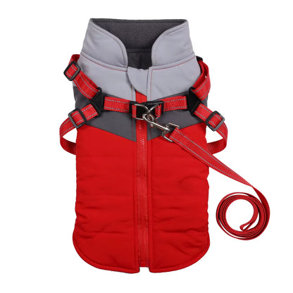 Warm Waterproof Dog Coat – Winter Jacket with Harness for All Sizes.