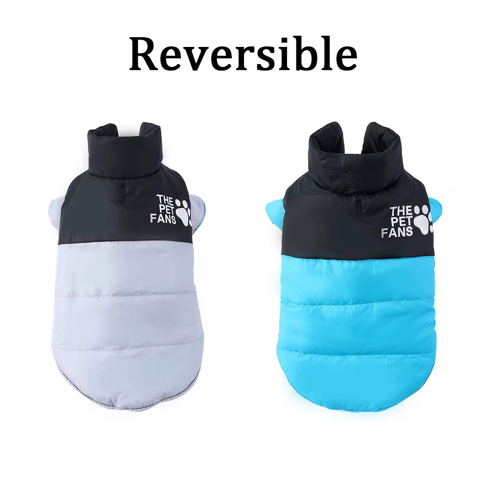 Reversible Winter Dog Jacket – Warm Windproof Coat for Small & Medium Dogs