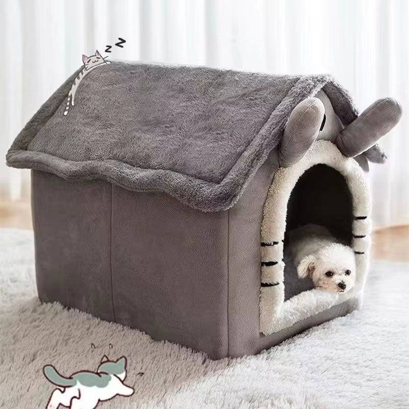 Foldable Pet House Removable Washable Cat House Puppy Cave Sofa Pet Bed House for Extra Small Dogs and Small and Medium Cats
