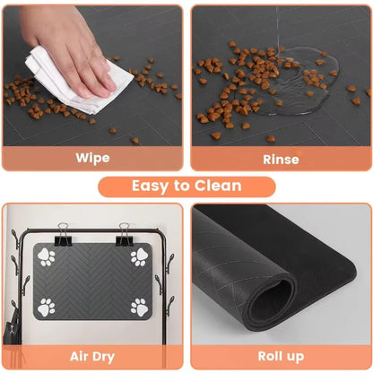 Quick-Dry Pet Feeding Mat – Waterproof Placemat with Non-Slip Backing.