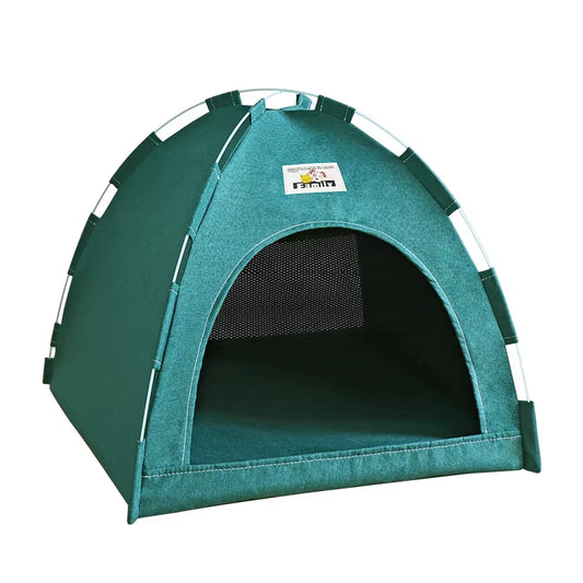 Foldable 4-Season Pet Tent & Cool Mat , Portable Cat/Dog Tent with Summer Mat , Breathable Foldable Pet House ,