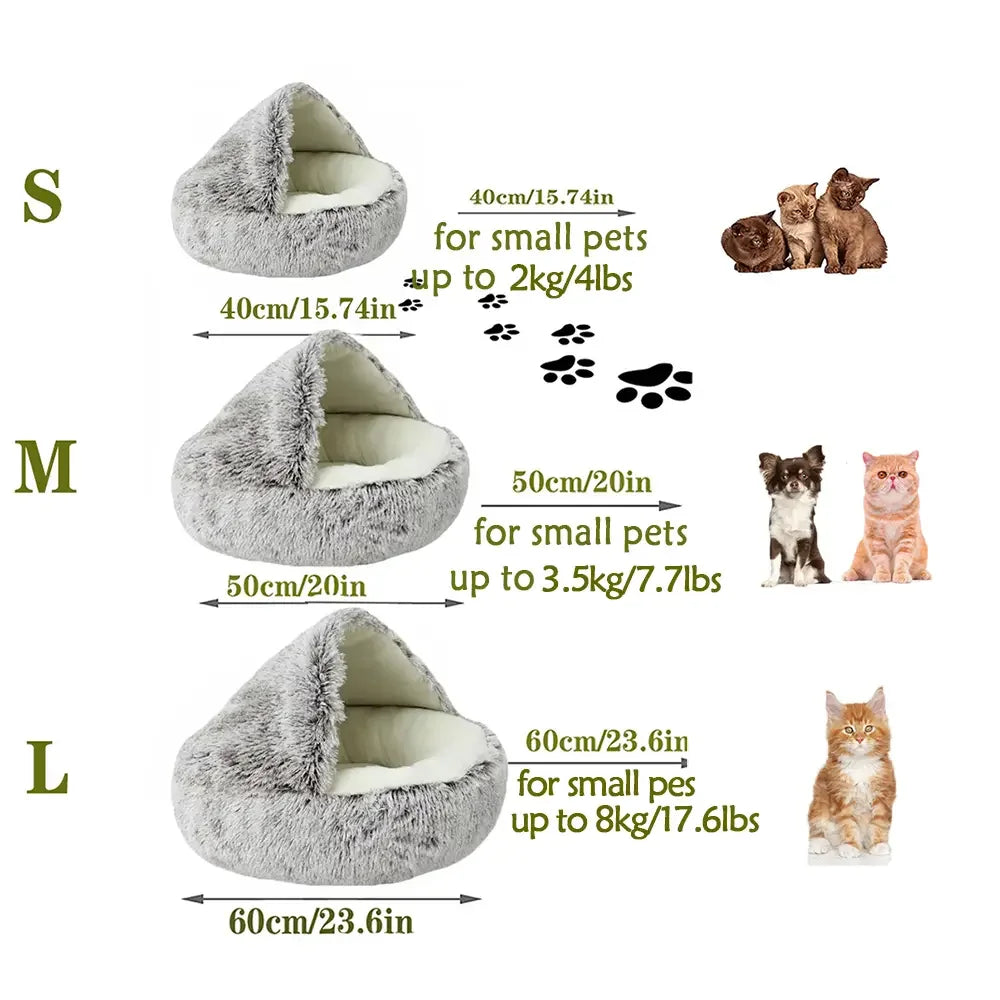 Pet Bed round Fluffy Soft Cat Bed , Warm Cat  Sleeping Cave.