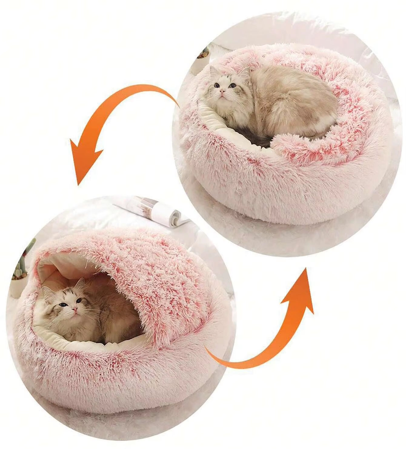Pet Bed round Fluffy Soft Cat Bed , Warm Cat  Sleeping Cave.