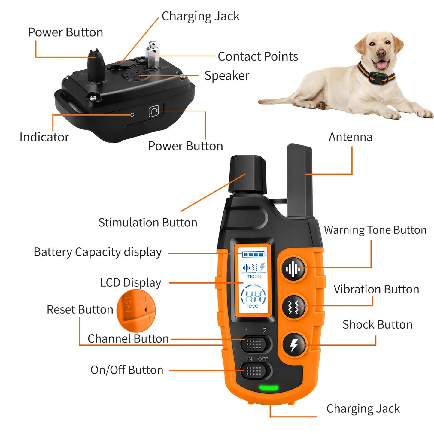 3300Ft Dog Training Collar – Remote Control with Shock & Vibration