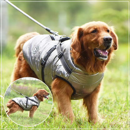 Winter Dog Jacket with Harness – Waterproof Coat for Large Pets