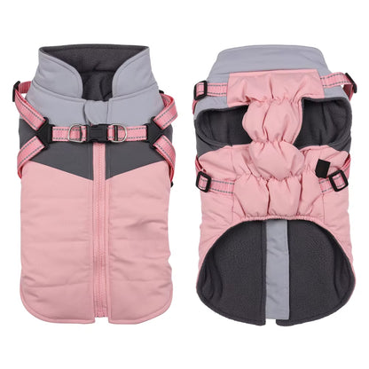 Warm Waterproof Dog Coat – Winter Jacket with Harness for All Sizes.