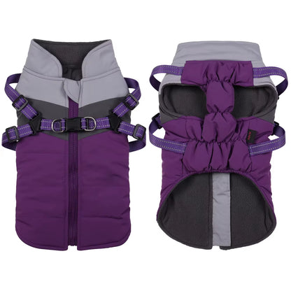 Warm Waterproof Dog Coat – Winter Jacket with Harness for All Sizes.
