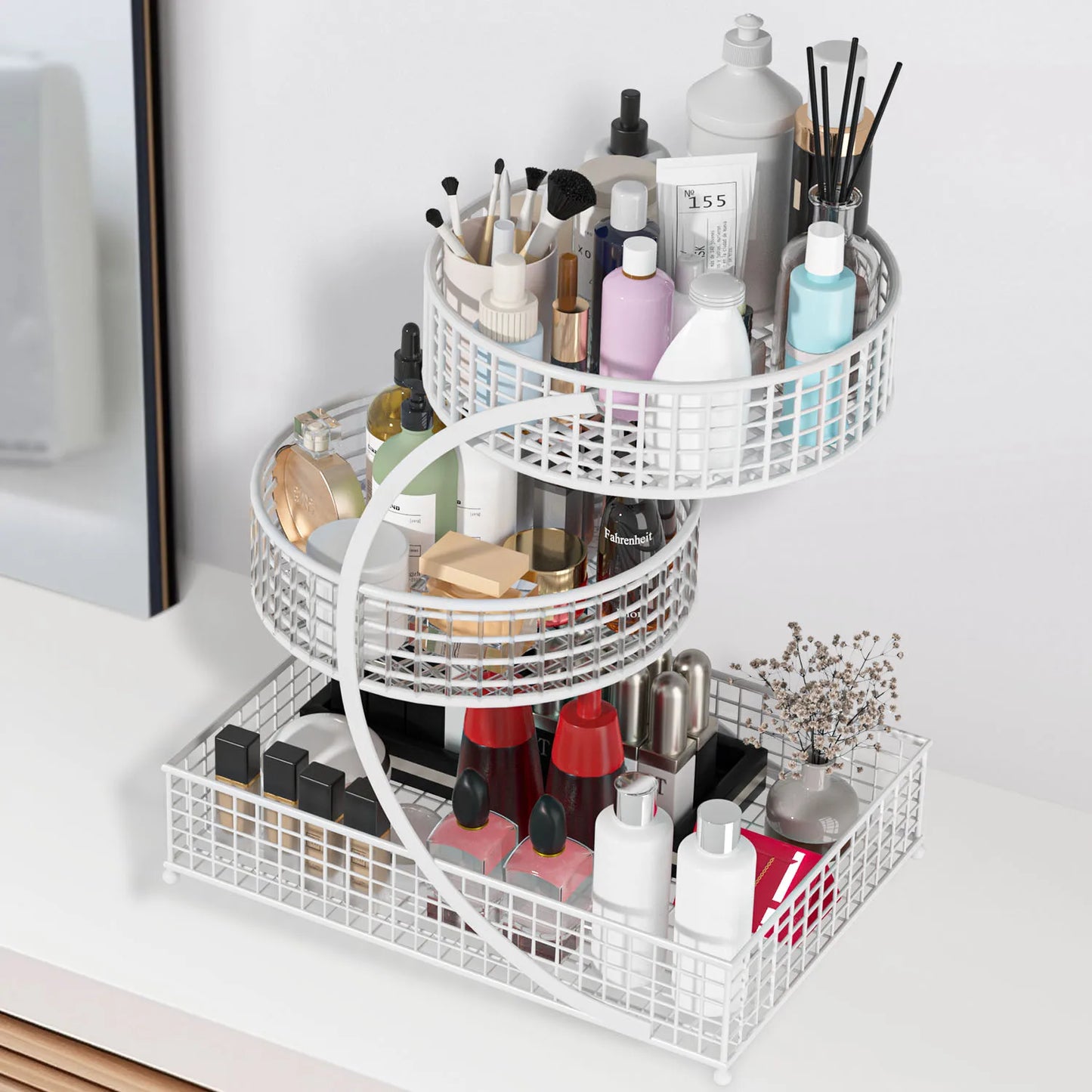 1-Piece 3-Tier Round Metal Storage Rack