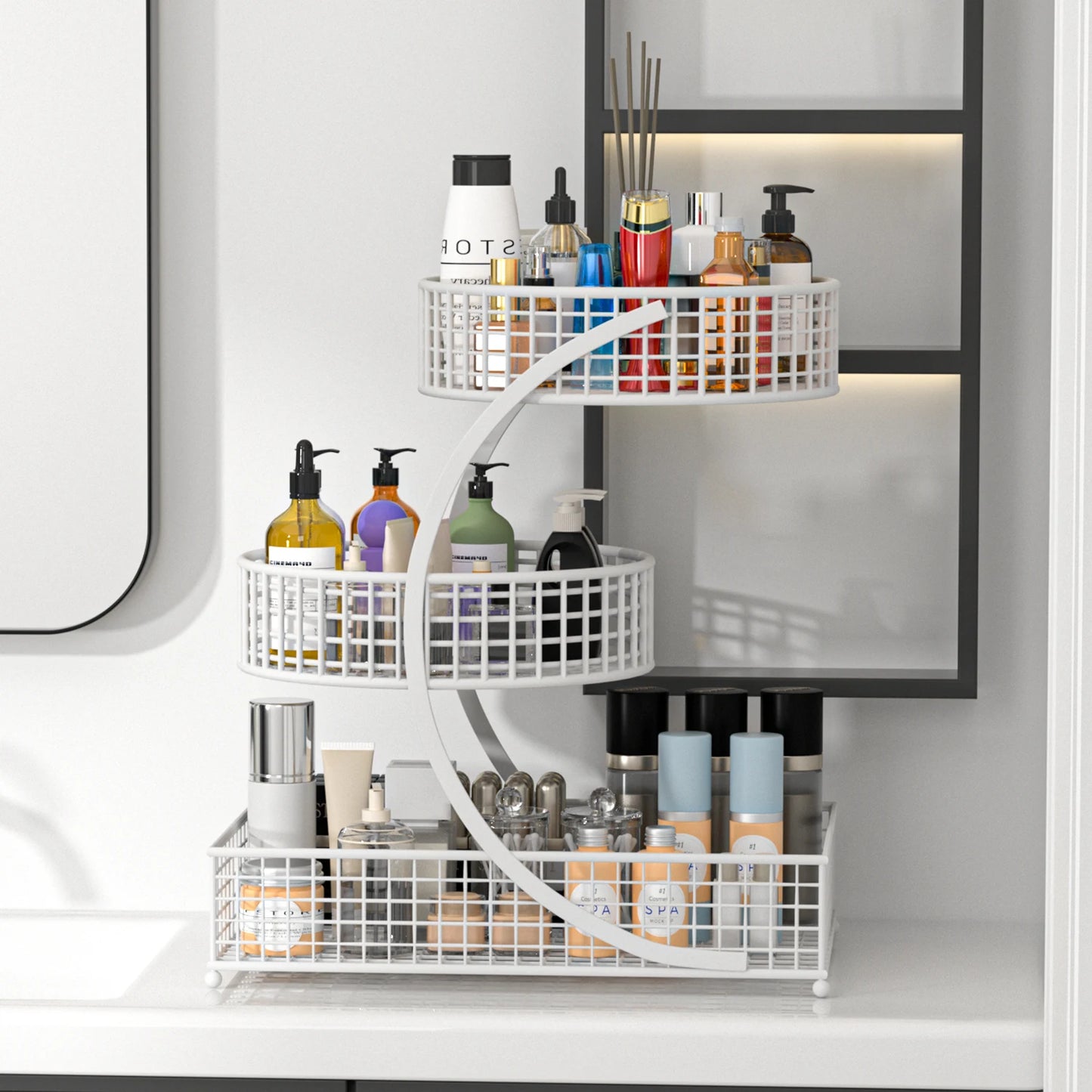 1-Piece 3-Tier Round Metal Storage Rack