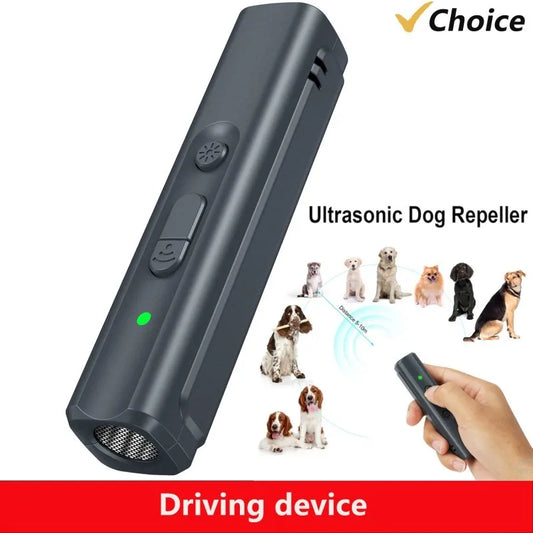 Ultrasonic Dog Repeller Anti Barking Device USB Rechargeable & Portable Dog Trainer with LED Light and Lanyard