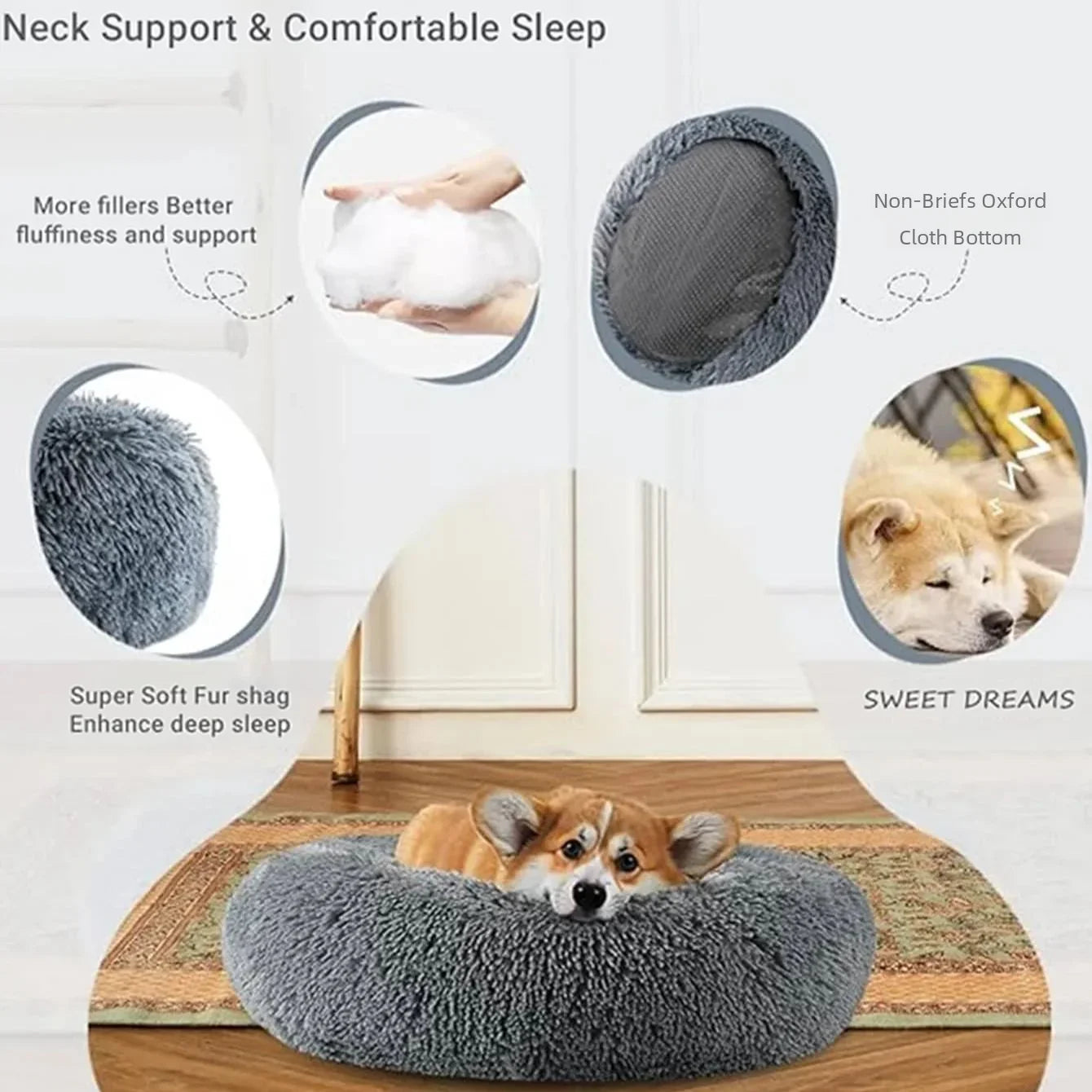 Round Pet Bed for Large Dog Bed Super Soft winter