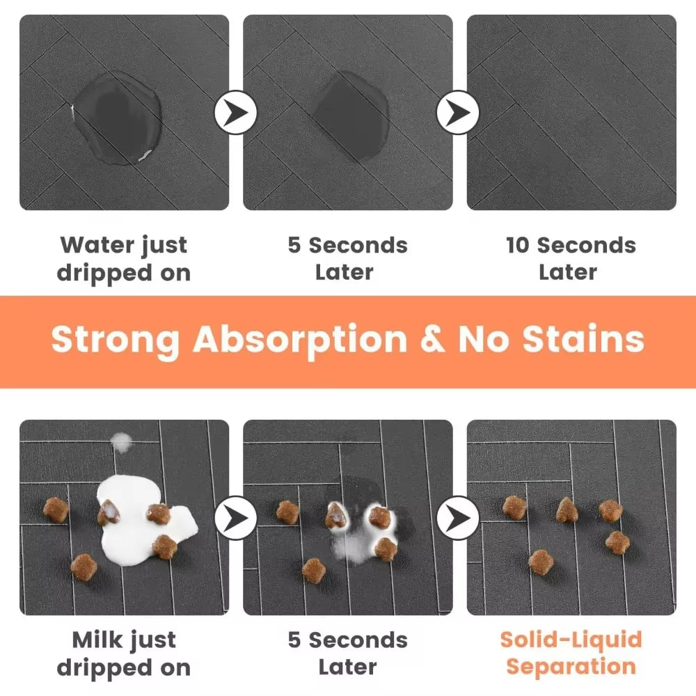 Quick-Dry Pet Feeding Mat – Waterproof Placemat with Non-Slip Backing.