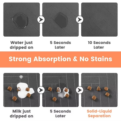 Quick-Dry Pet Feeding Mat – Waterproof Placemat with Non-Slip Backing.