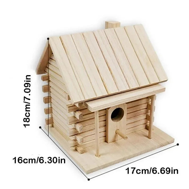 Wooden Hanging Birdhouse & Nest