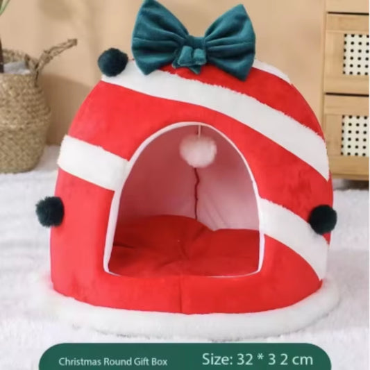 Warm Christmas Puppy/Cat House ,Holiday Gift Pet Sleeping Nest.
