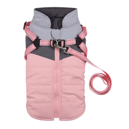 Warm Waterproof Dog Coat – Winter Jacket with Harness for All Sizes.