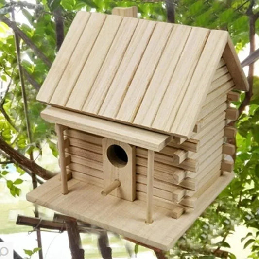 Wooden Hanging Birdhouse & Nest