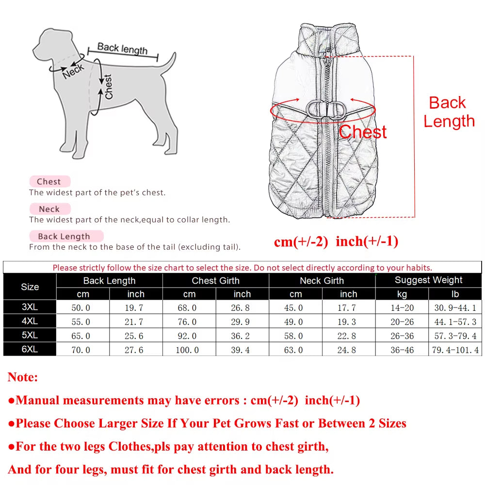Winter Waterproof Dog Coat – Reflective Jacket for Large Dogs.