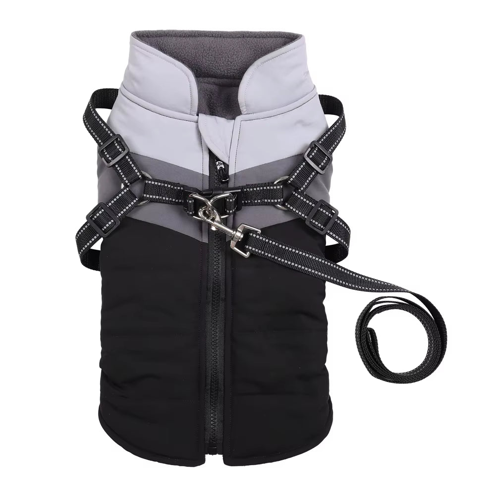 Warm Waterproof Dog Coat – Winter Jacket with Harness for All Sizes.
