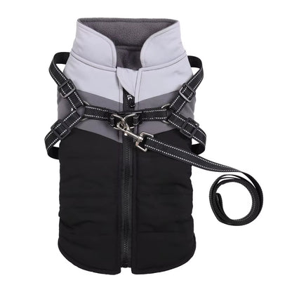 Warm Waterproof Dog Coat – Winter Jacket with Harness for All Sizes.