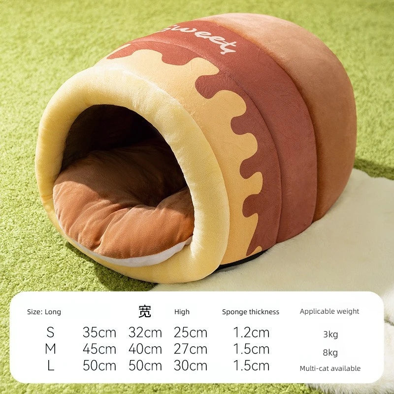 Winter Hide-and-Seek Cat Bed,Warm Integrated Cat Play & Sleep Bed/Tunnel/Cave